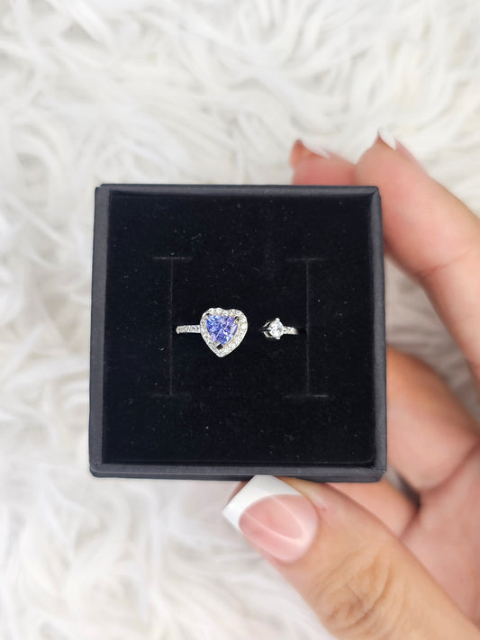 S925 Silver Tanzinite Adjustable Ring - MAS0908