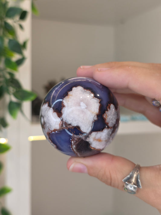 Blue Flower Agate Sphere - M