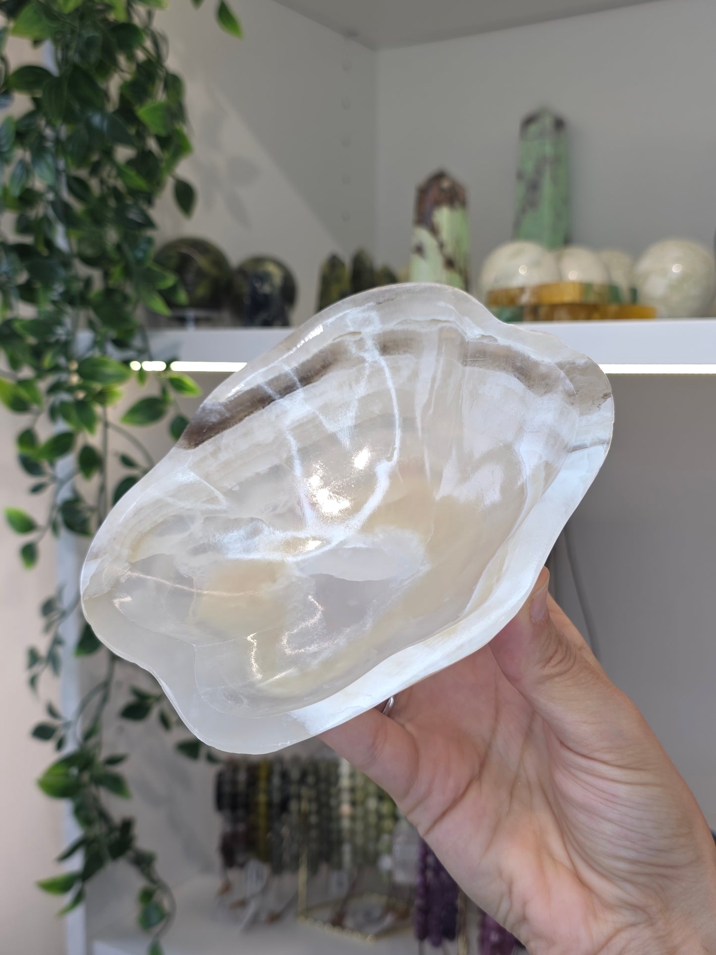 Mexican Onyx Freeform Bowl - Honey Calcite - C