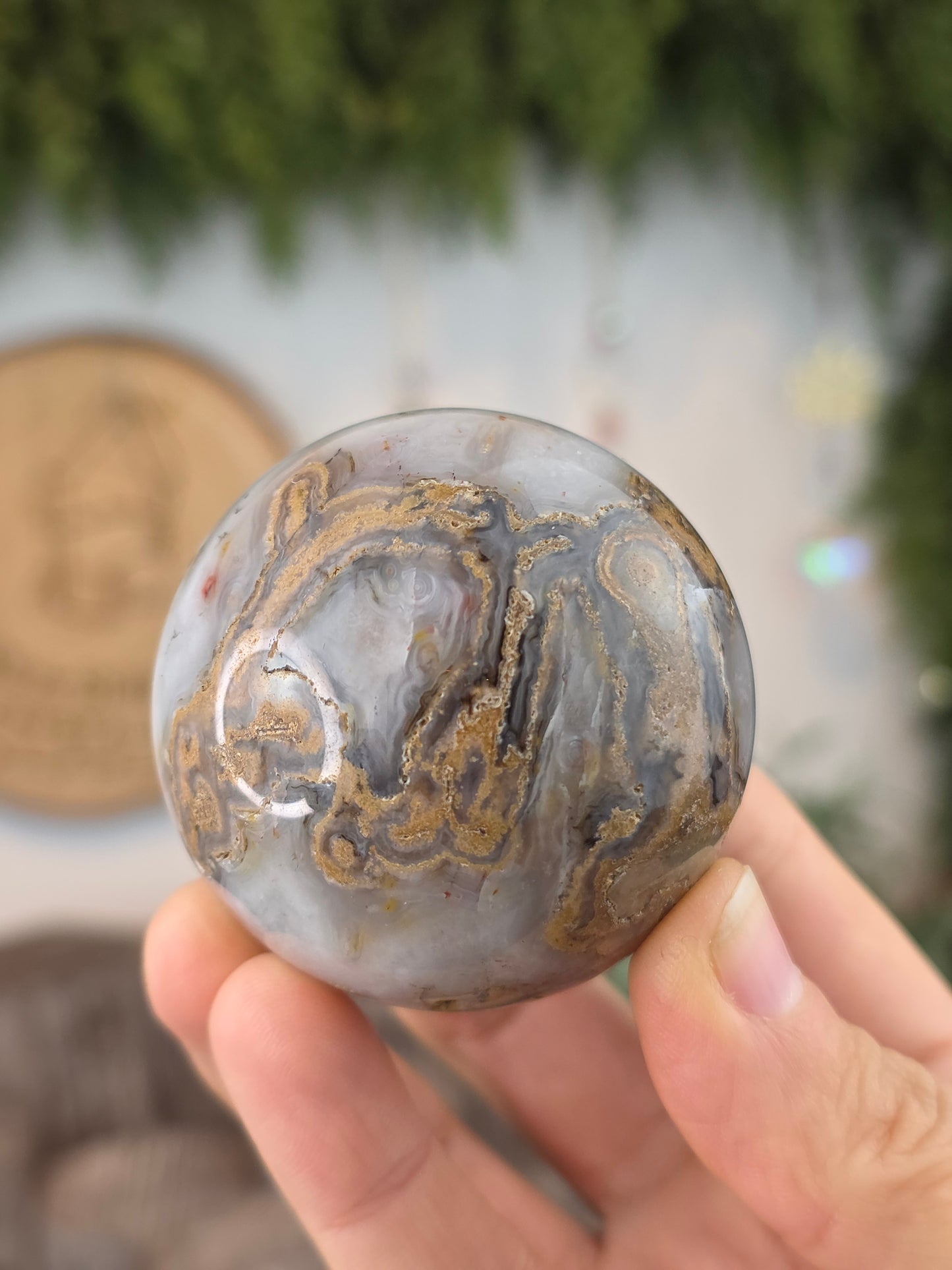 Yellow Moss Agate Sphere C from India