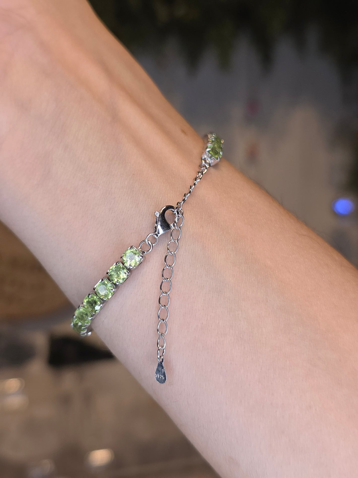 S925 Silver Peridot Bracelet