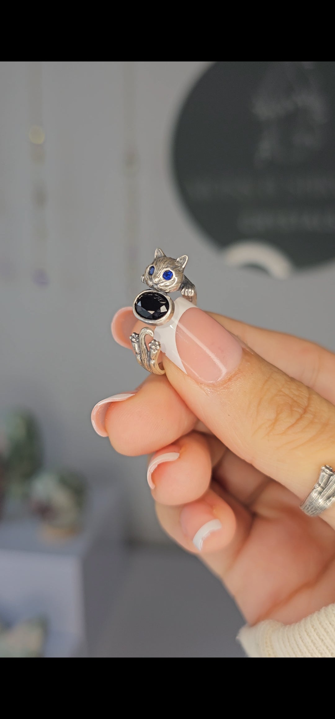 S925 Silver Adjustable Cat Ring - MAS0657