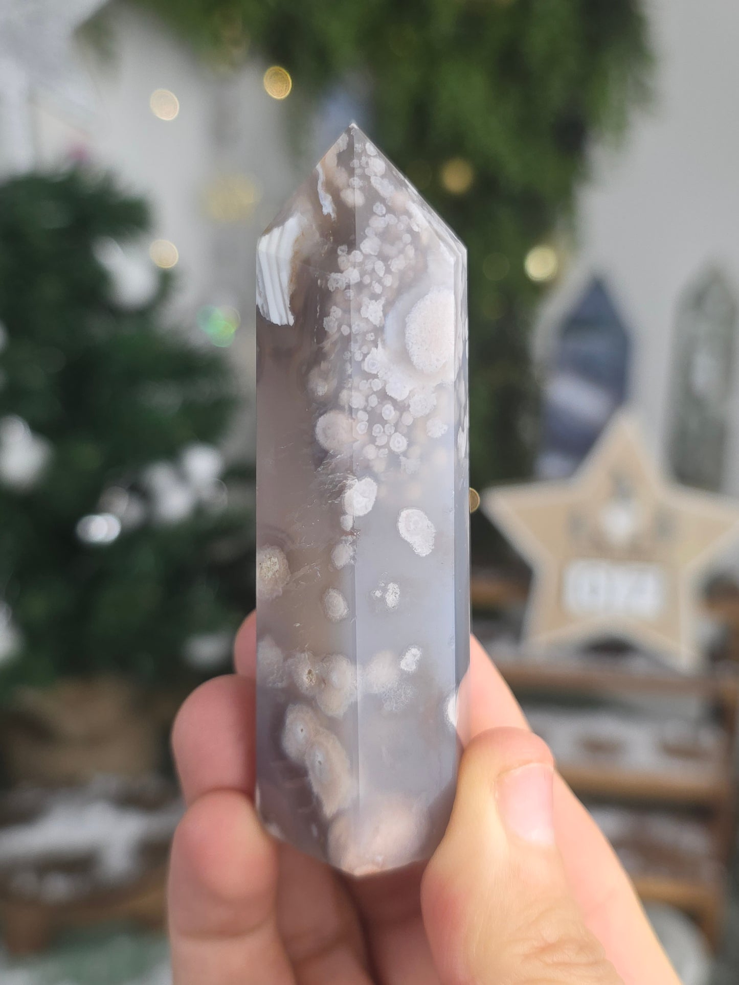 Black Flower Agate Tower - MAS6015