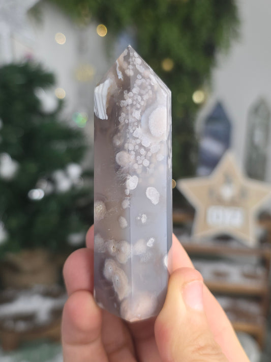 Black Flower Agate Tower - MAS6015