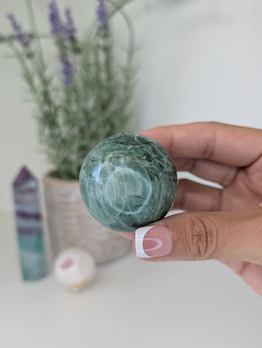 Green Kammererite Spheres from India