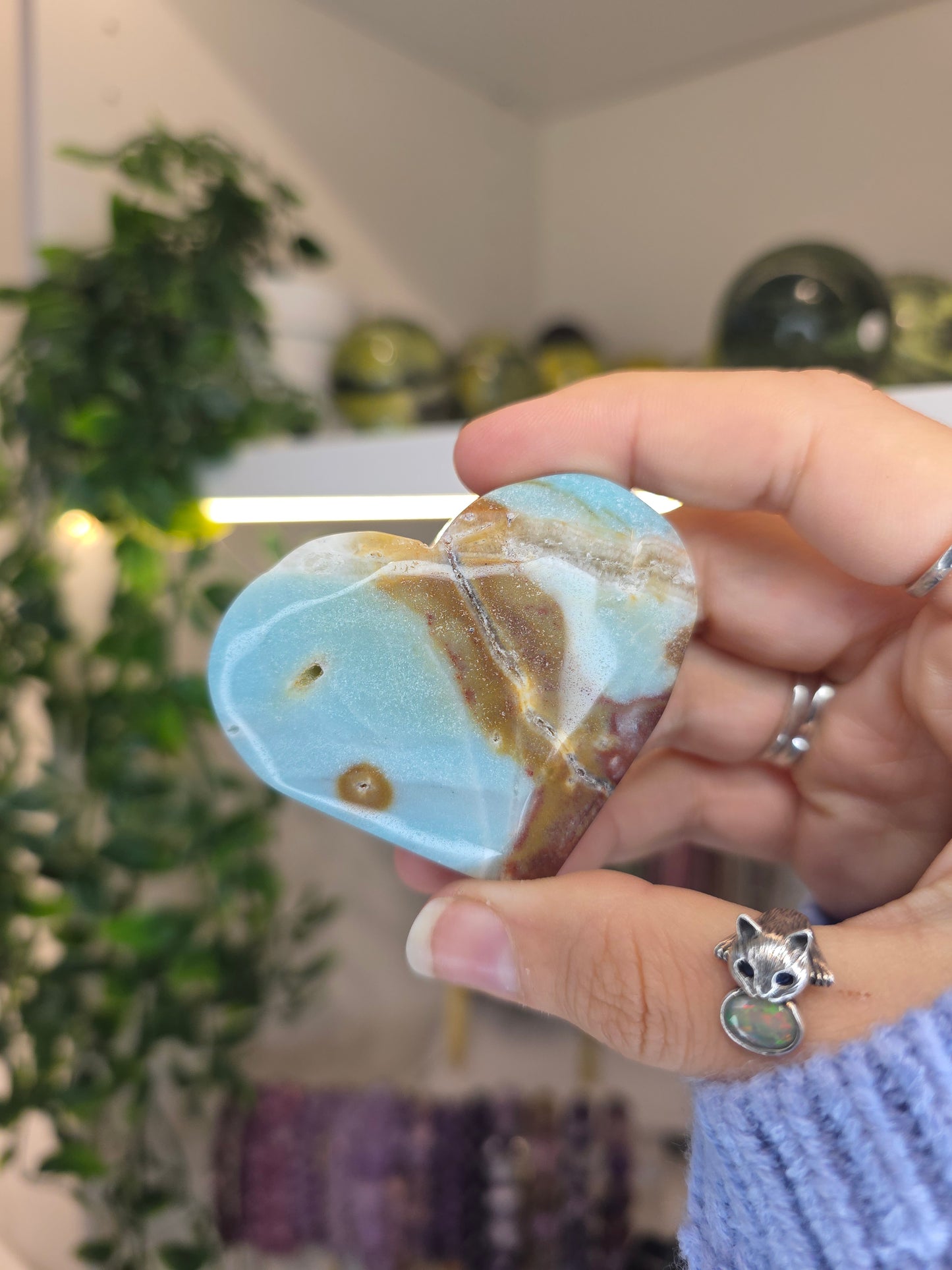 Blue Aragonite Hearts