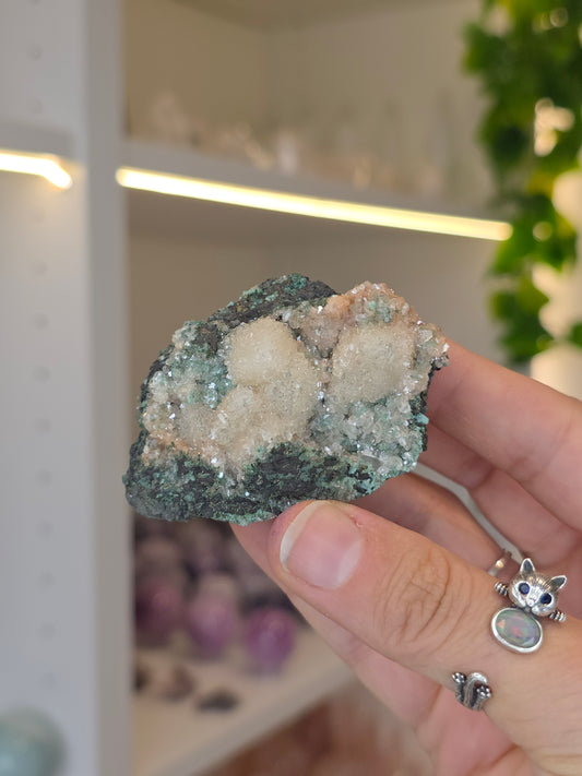 Sugary Dogtooth Calcite with Heulandite and Stilbite from Madhya Pradesh, India - U