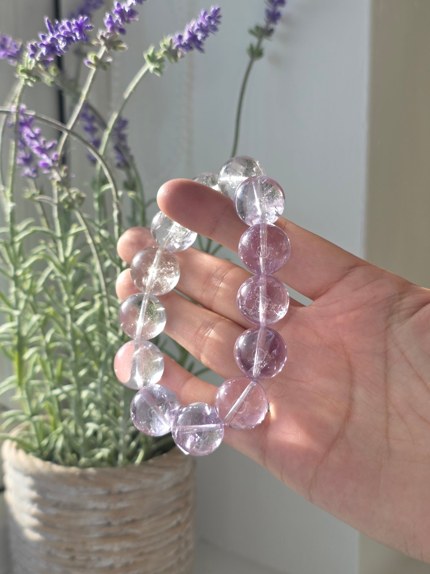 Brazilian Lavender Amethyst - Round Bead Bracelet 17mm