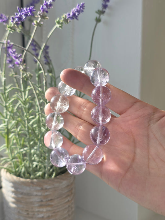 Brazilian Lavender Amethyst - Round Bead Bracelet 17mm