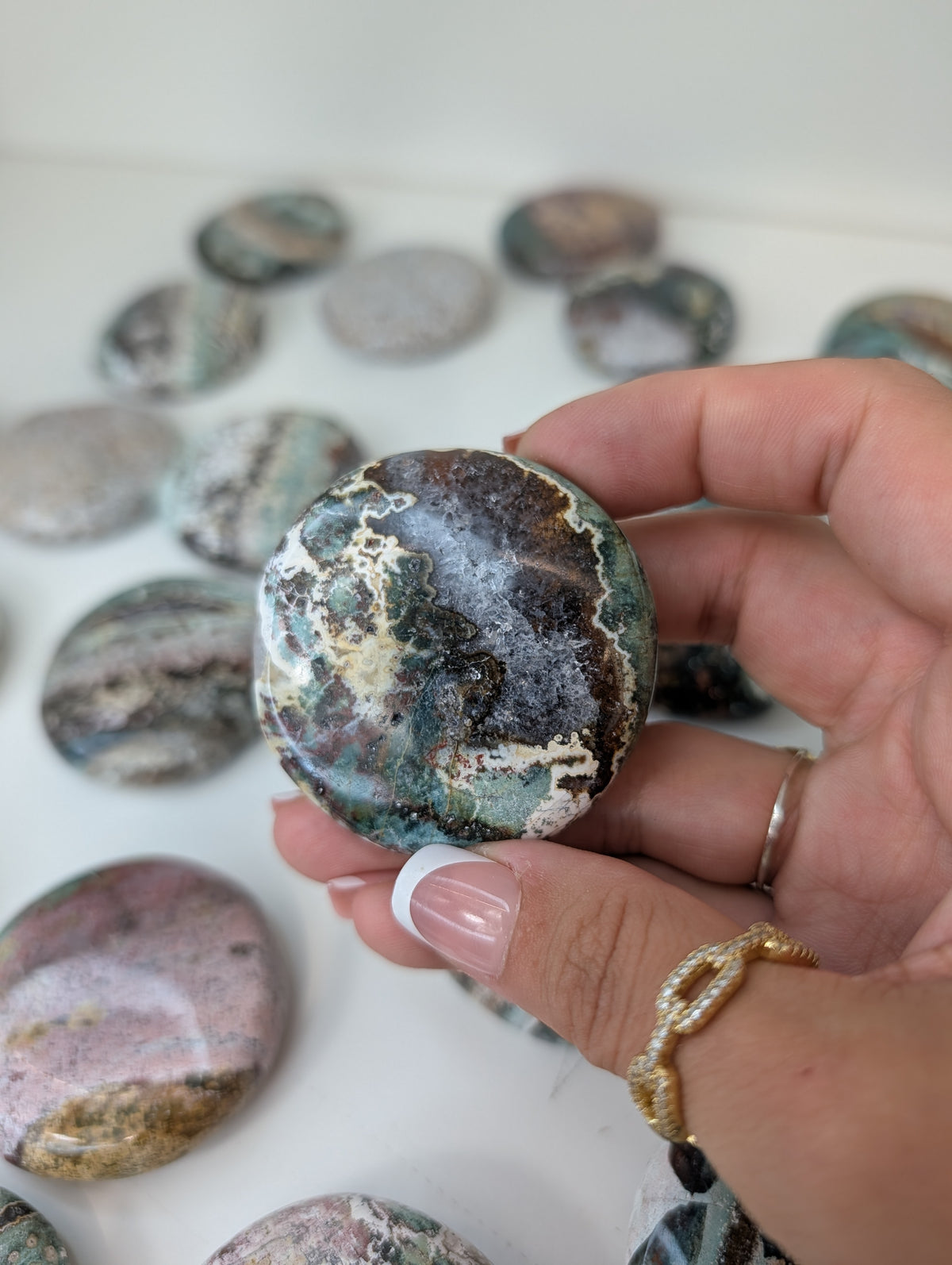 Indian Sea / Unicorn Jasper Round Palm Stone