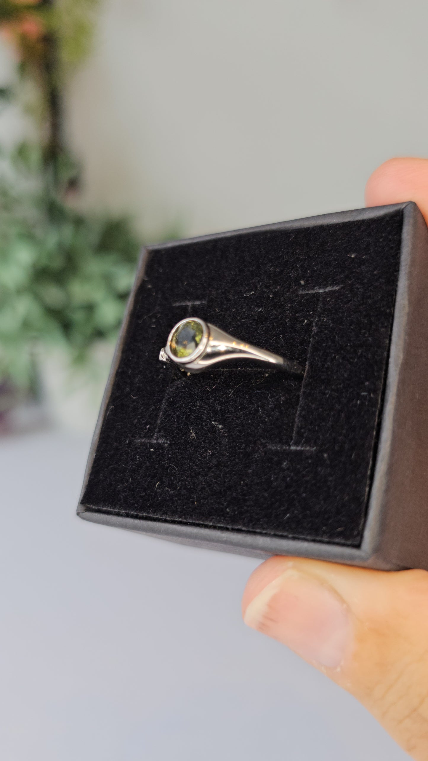 S925 Silver Moldavite Ring - MAS0610