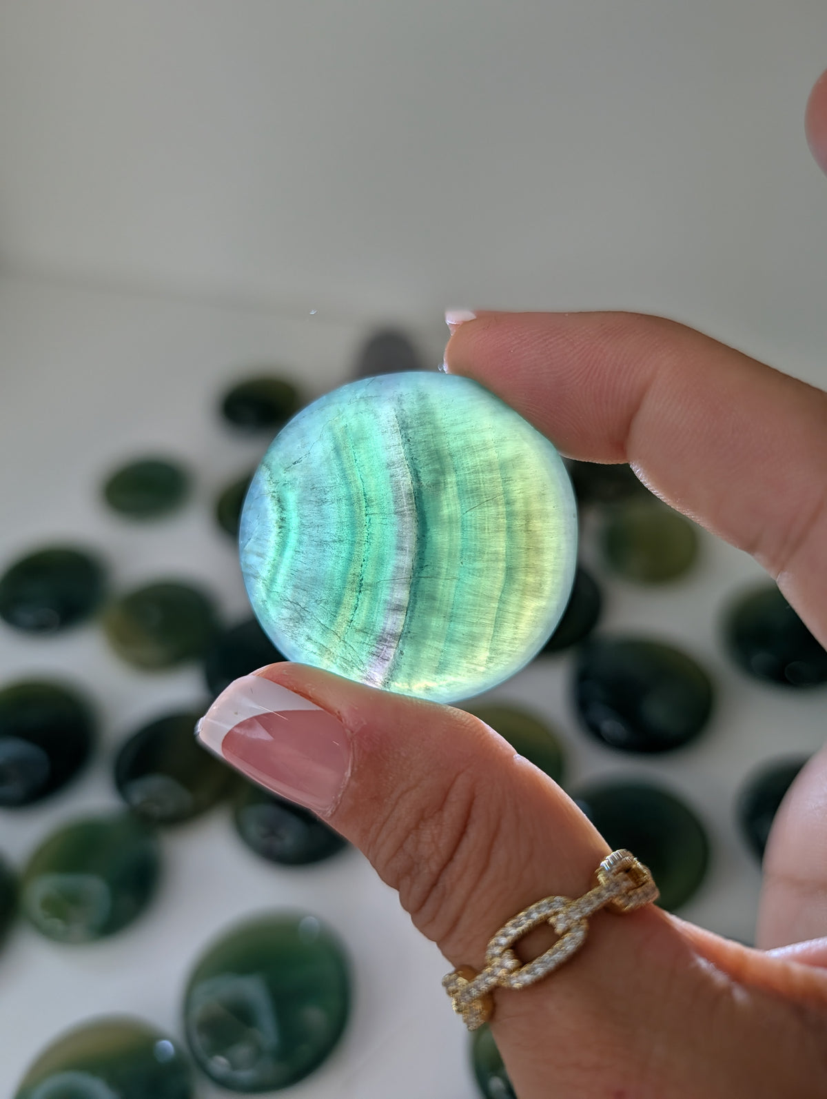 Intuitively Chosen Pakistan Pineapple Fluorite Button Flat Stones
