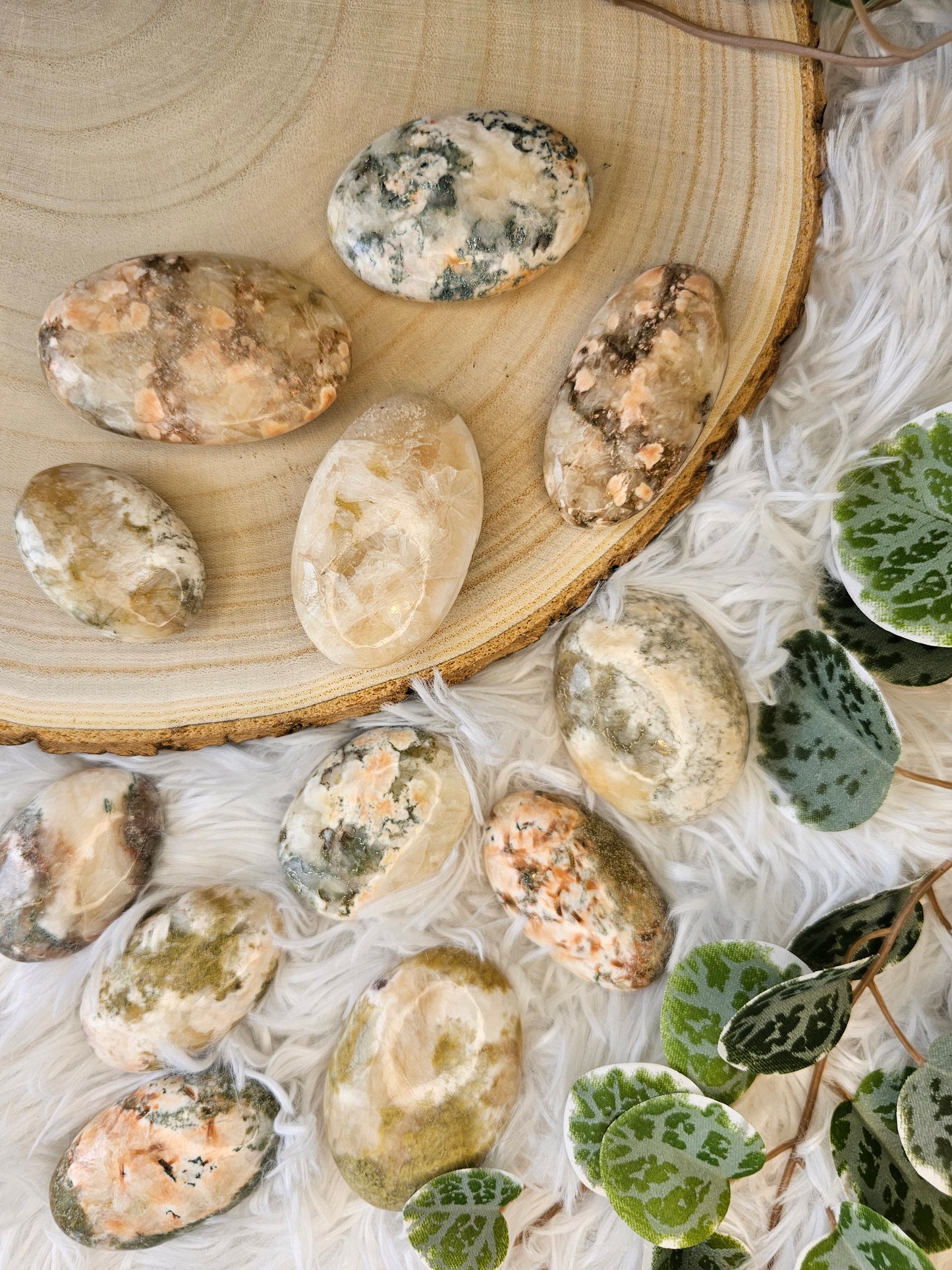 Stilbite with Heulandite Palm Stone - MAS0589