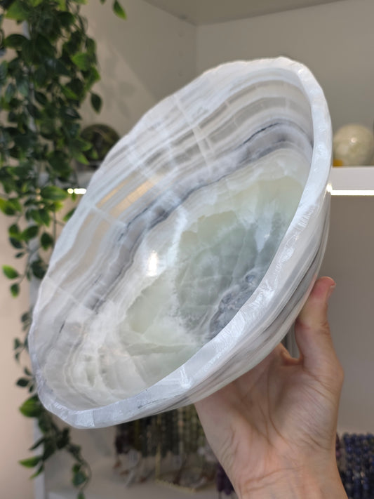 Extra Large Mexican Onyx Bowl - Green Calcite