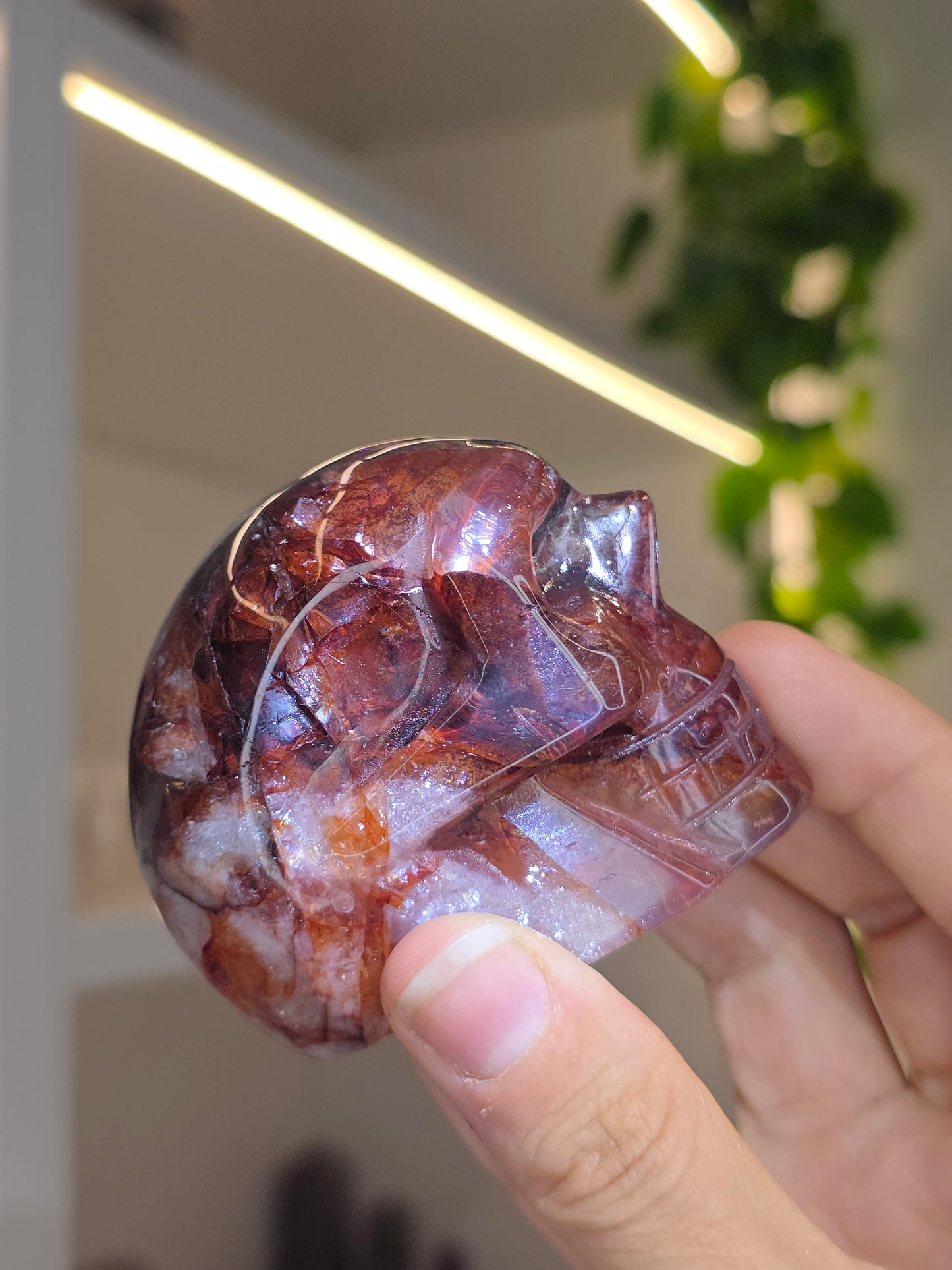 Moonstone Fire Quartz Flashy Skull