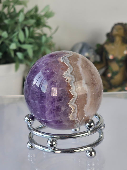 Mexican Agate Amethyst Sphere - MAS0703