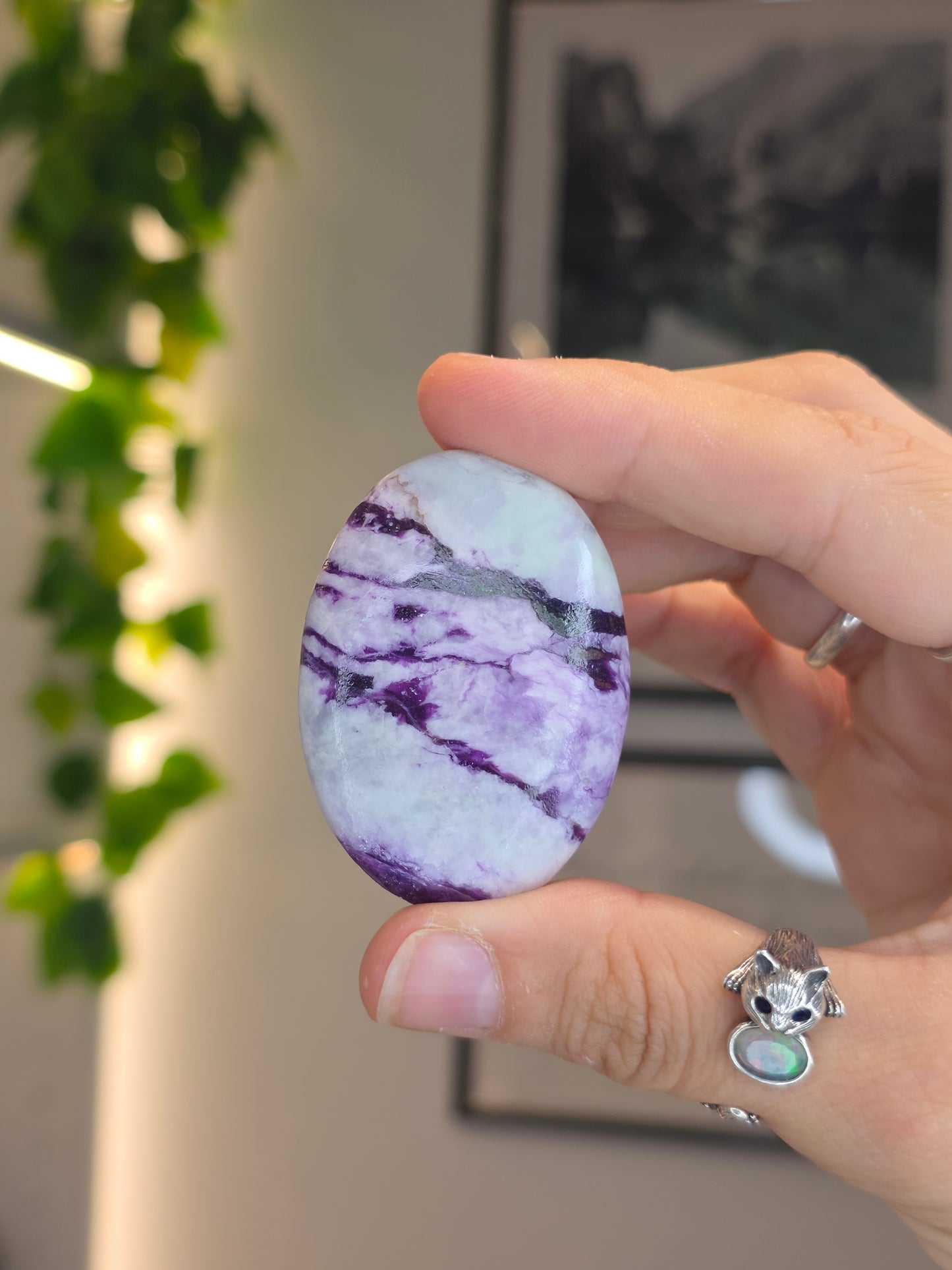 Purple Green Kammererite Palm Stones
