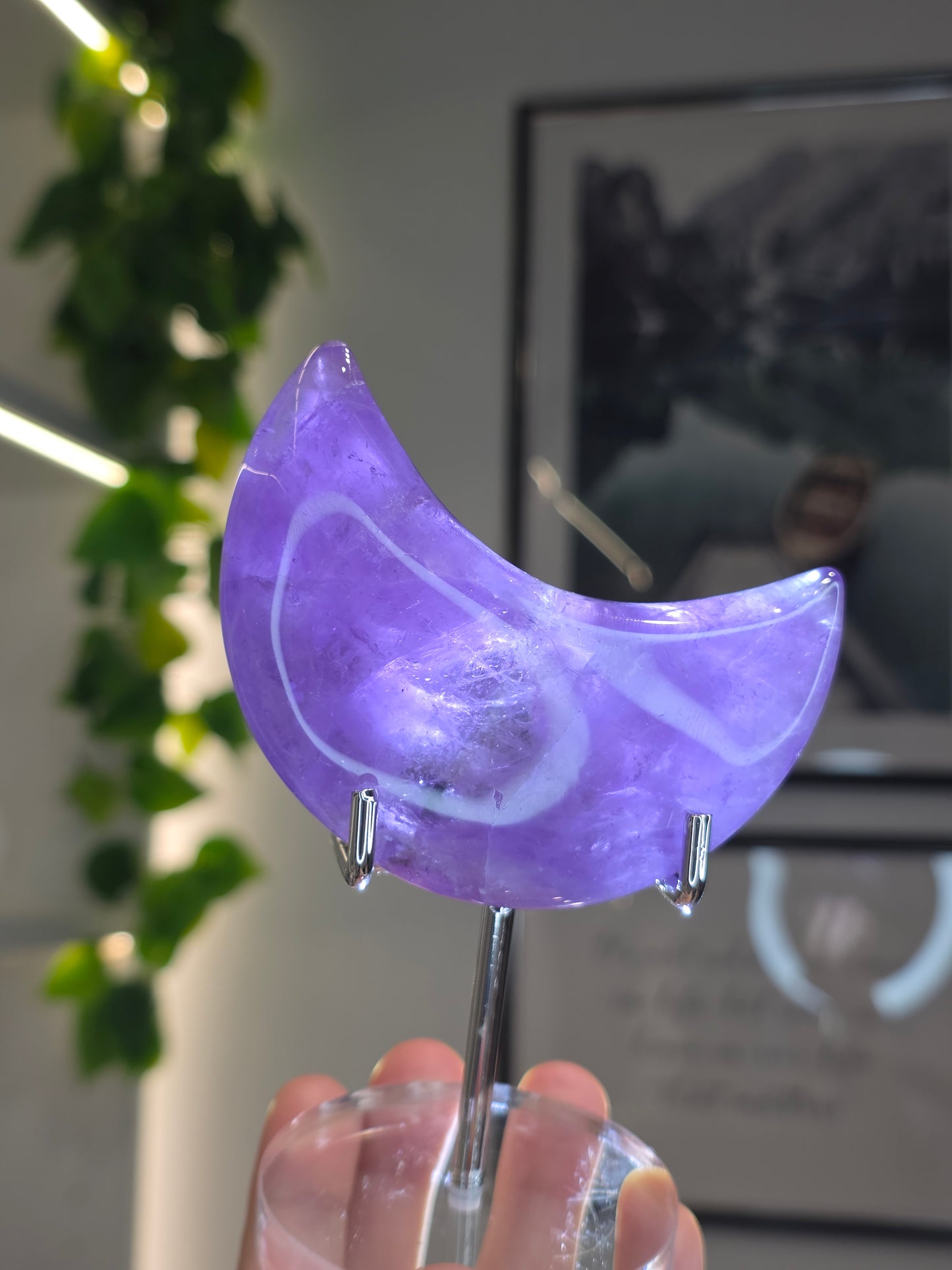 Ametrine (Amethyst with Citrine) Moon with stand - C
