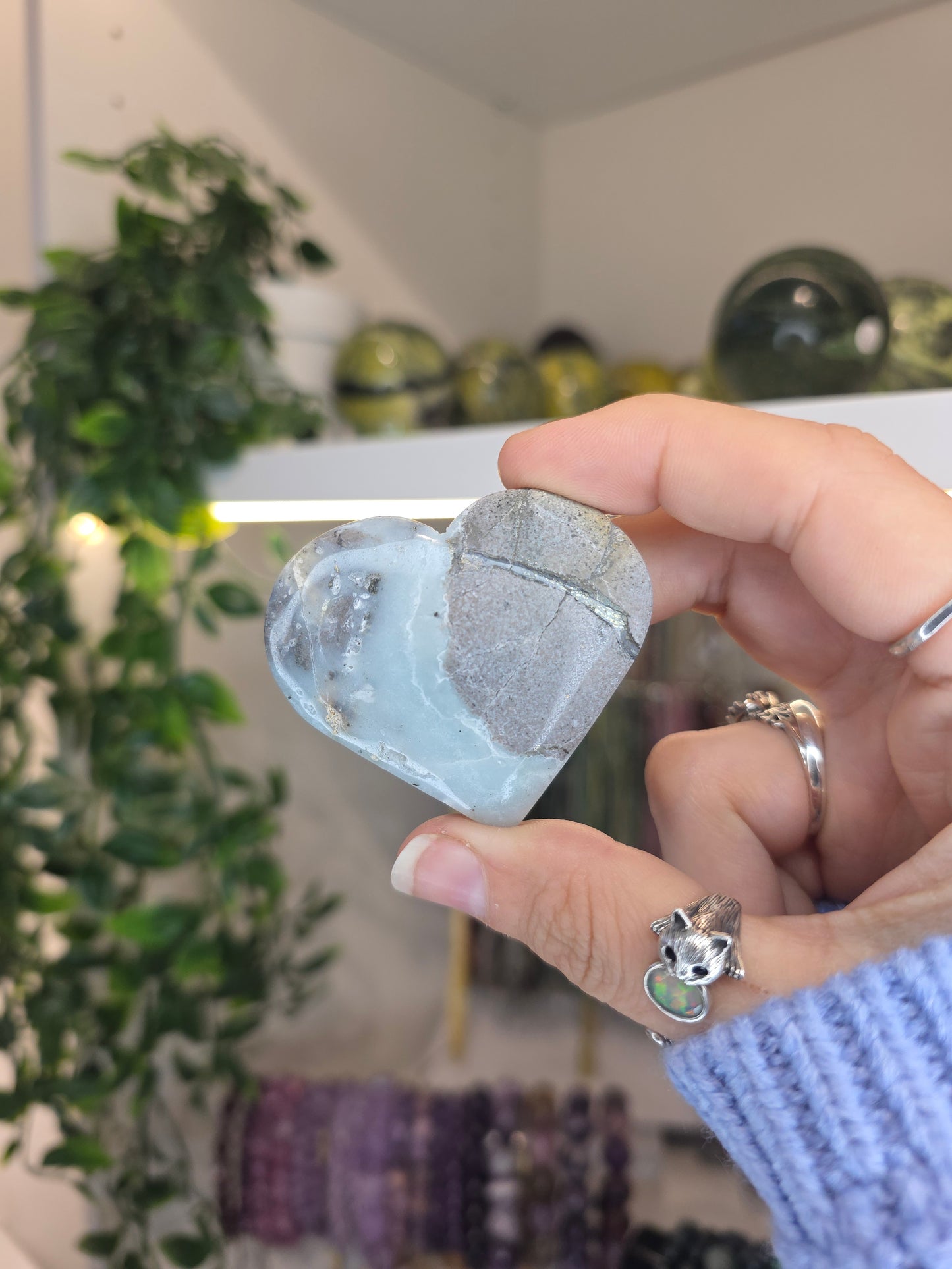 Blue Aragonite Hearts