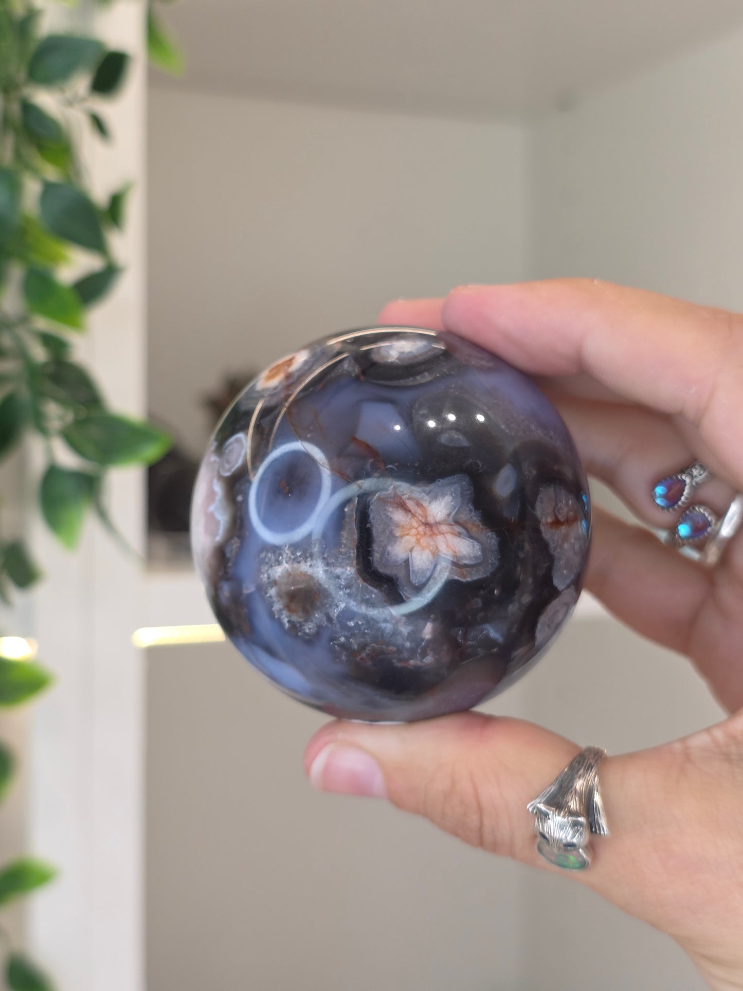 Blue Flower Agate Sphere - J
