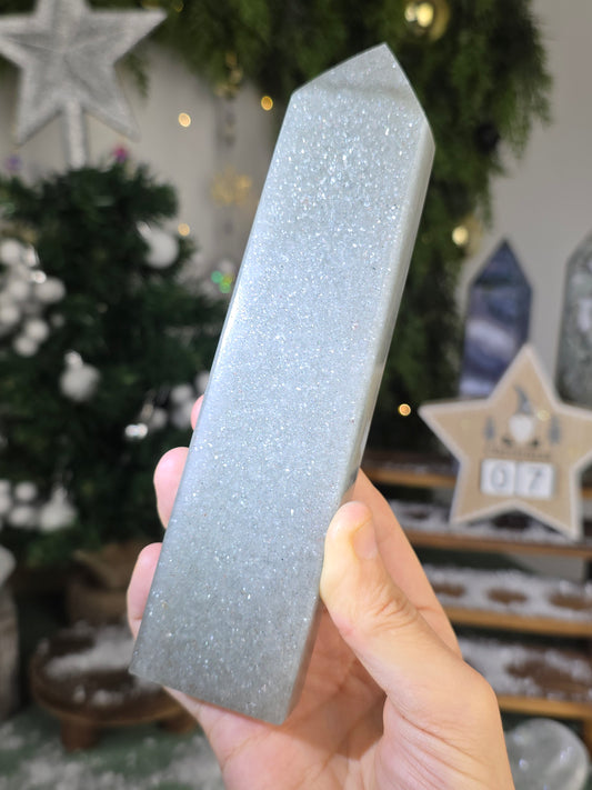 Sparkly Silver Aventurine Obelisk Tower -  MAS6007