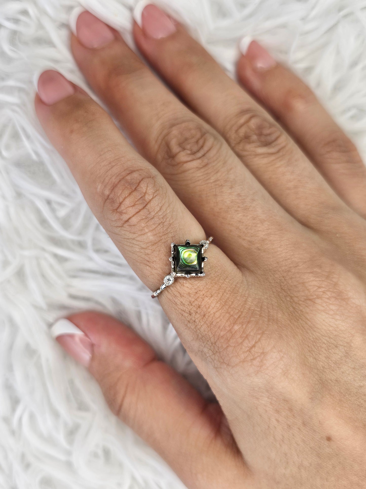 S925 Silver Adjustable Abalone Shell Ring - MAS0938