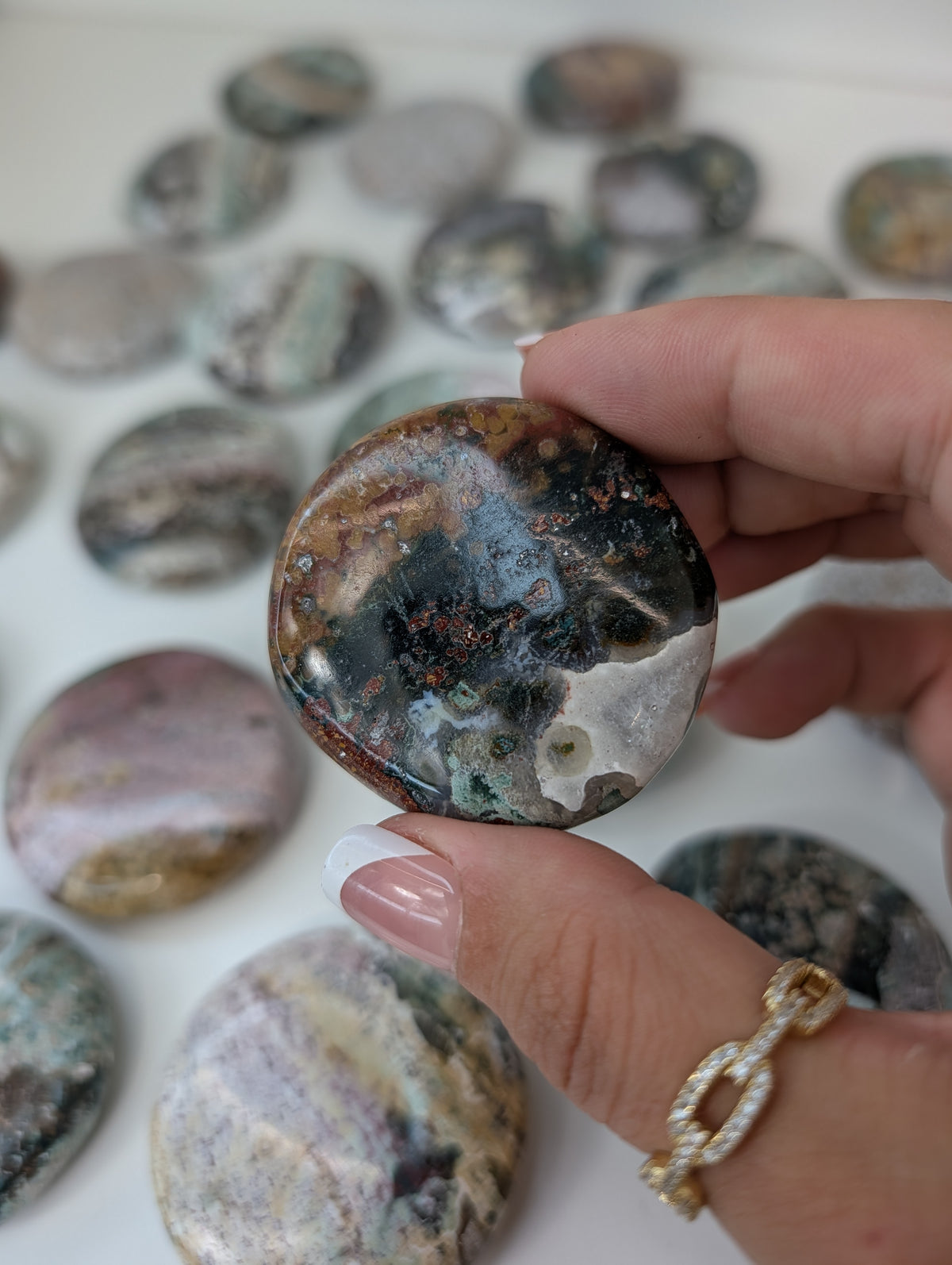 Indian Sea / Unicorn Jasper Round Palm Stone