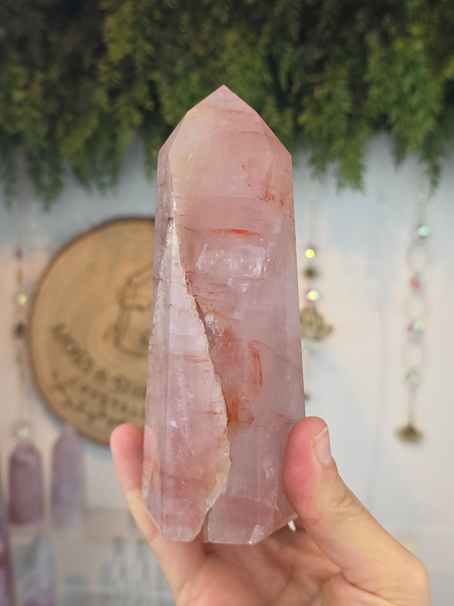 Brazilian Rose Quartz with Fire Quartz Tower D