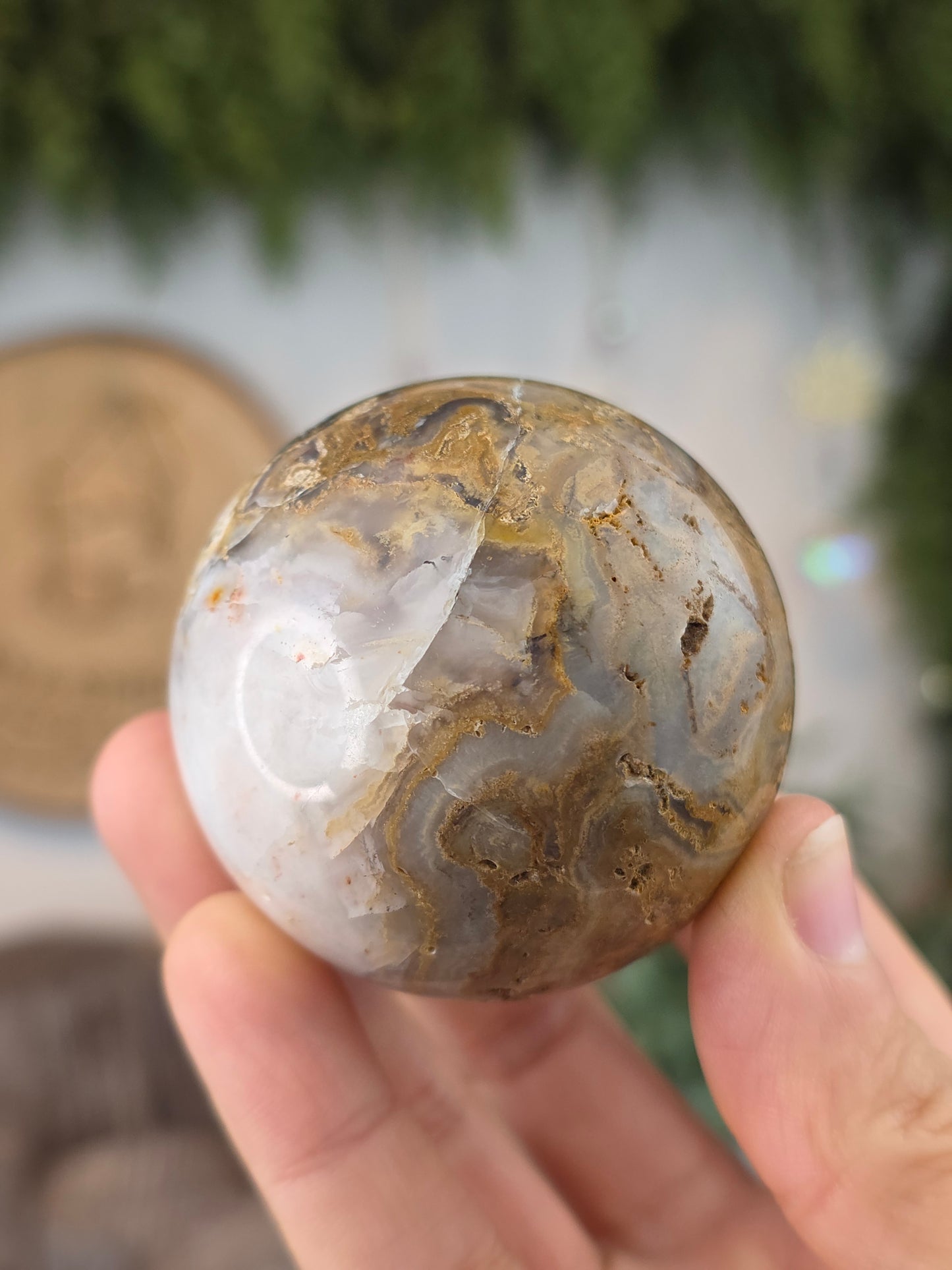 Yellow Moss Agate Sphere D from India