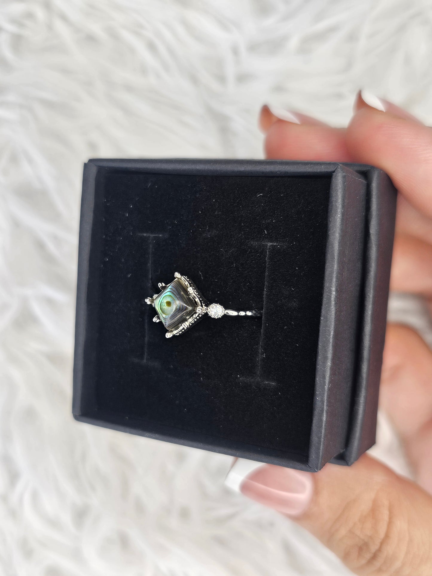 S925 Silver Adjustable Abalone Shell Ring - MAS0938