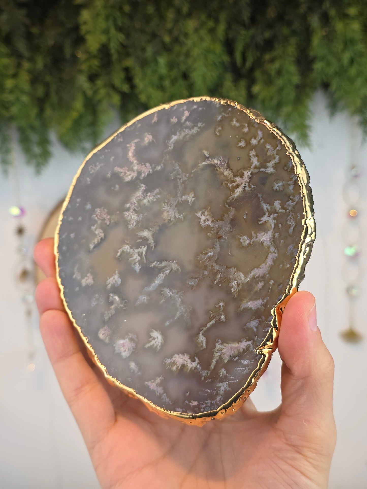 Brazilian Agate Slab with Gold Plated Edges
