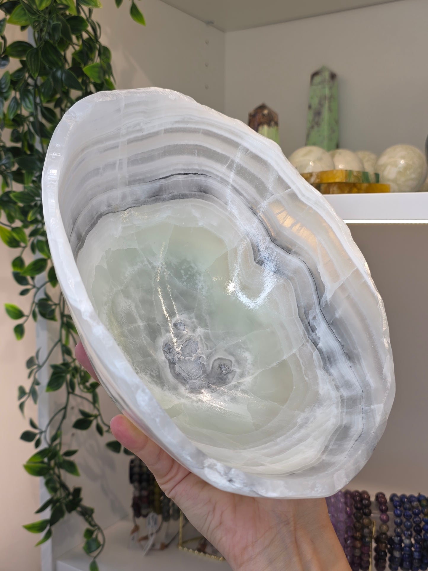 Extra Large Mexican Onyx Bowl - Green Calcite