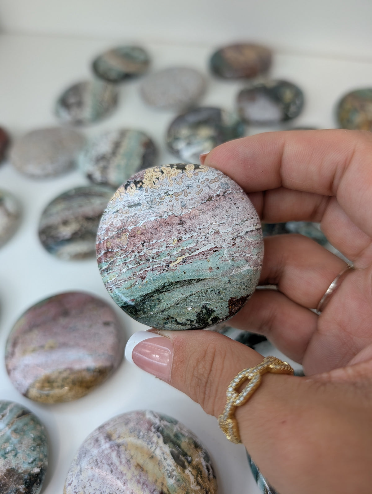 Indian Sea / Unicorn Jasper Round Palm Stone