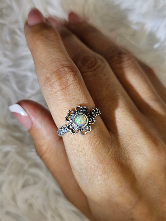 S925 Silver Adjustable Flower Ring - MAS0926