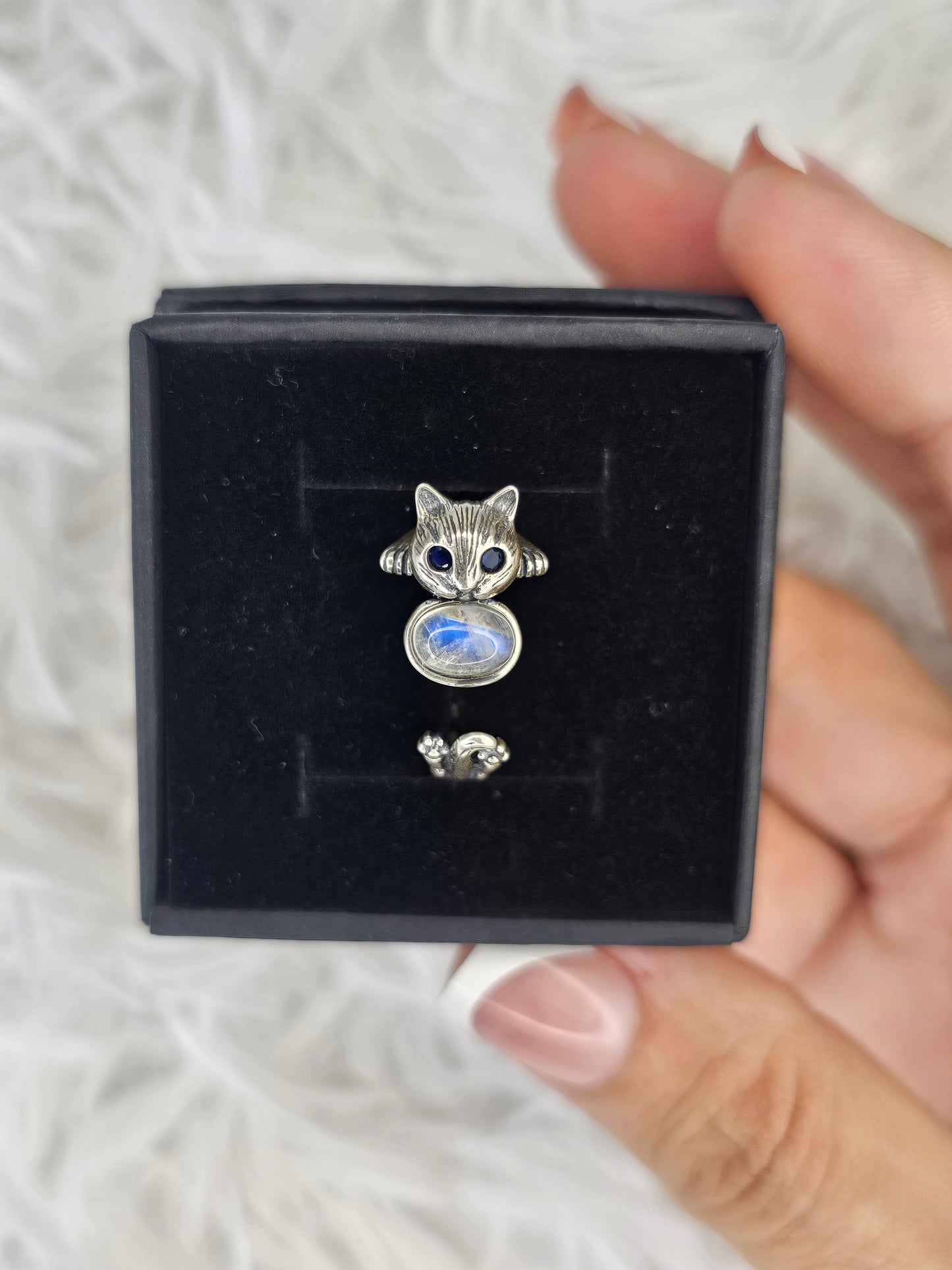 S925 Silver Adjustable Cat Ring - MAS0933