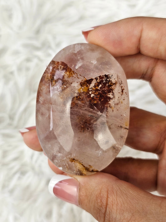 Rose Quartz with Golden Healer Palm Stone - MAS0736