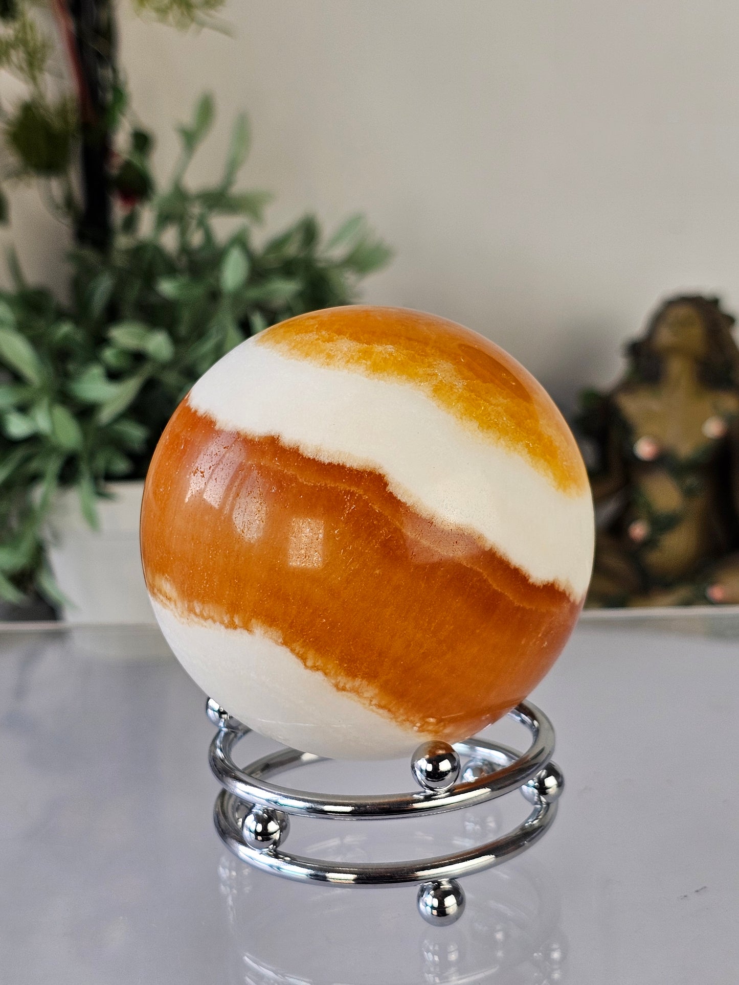 Banded Orange Calcite Sphere - MAS0707