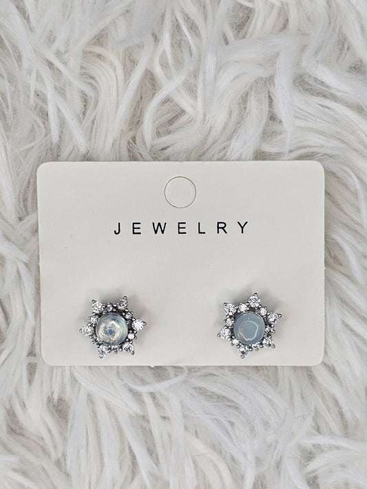 S925 Silver Aquamarine Earrings - MAS0839