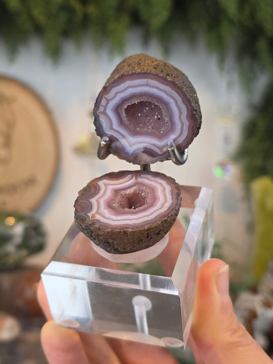 Zhanguo Agate Geode with Custom Stand F