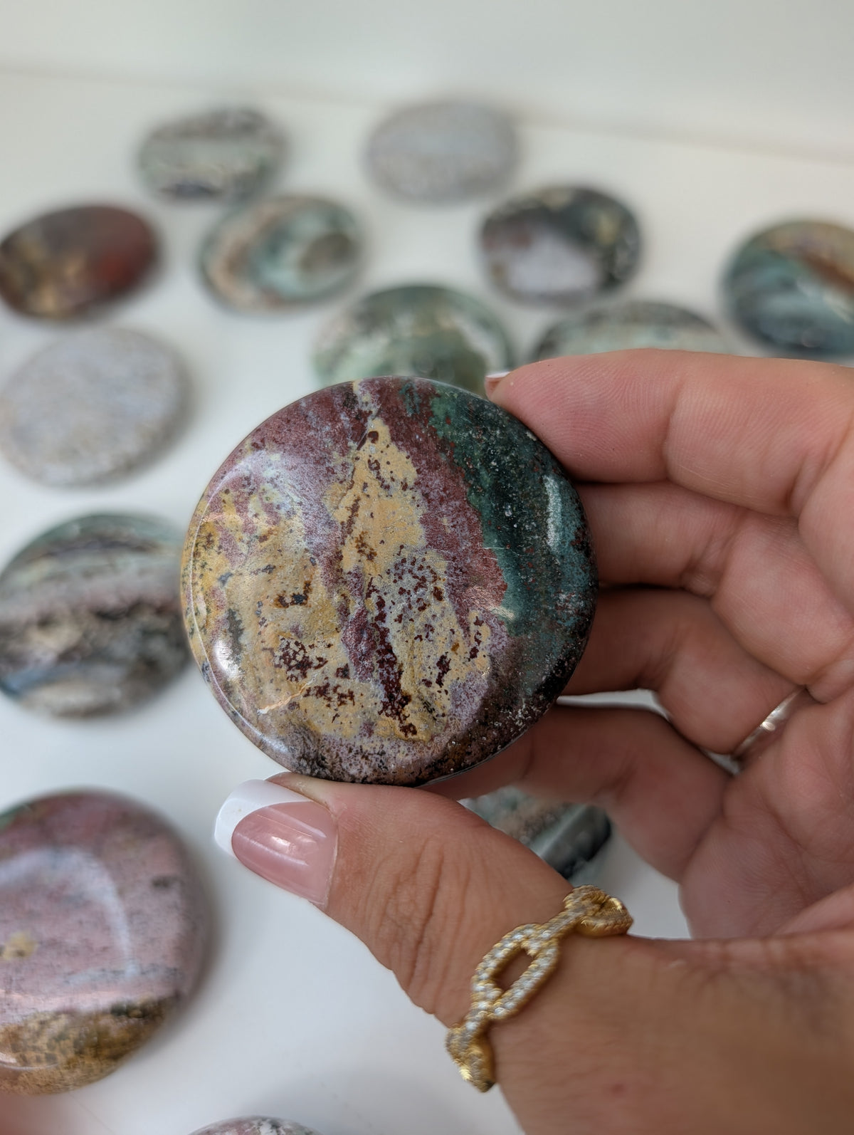 Indian Sea / Unicorn Jasper Round Palm Stone
