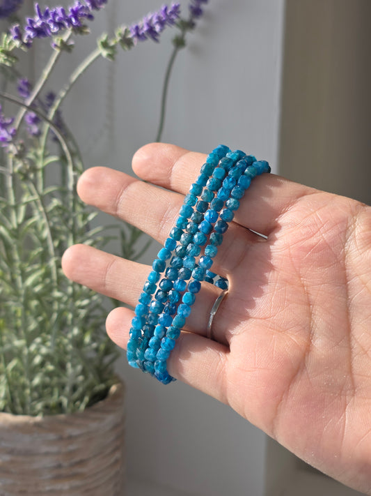 Apatite - Cubic Facetted Bracelet 4mm