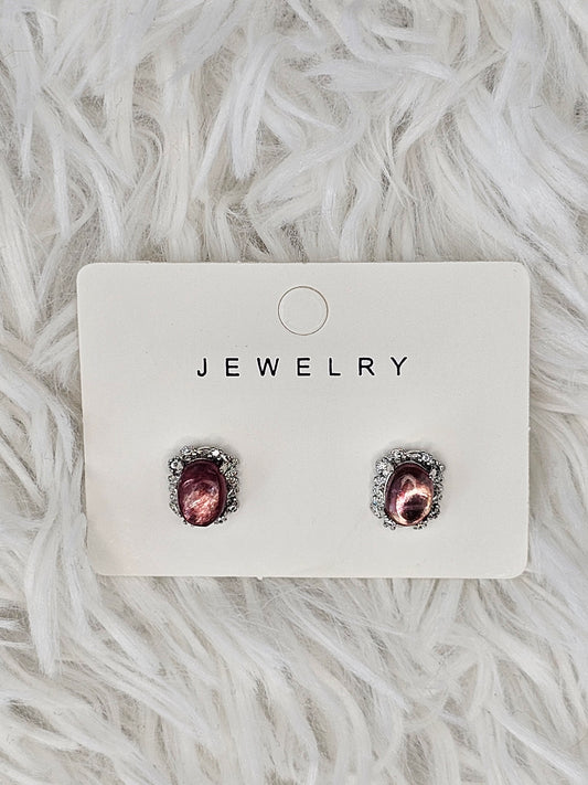 S925 Silver Purple Mica Earrings - MAS0880