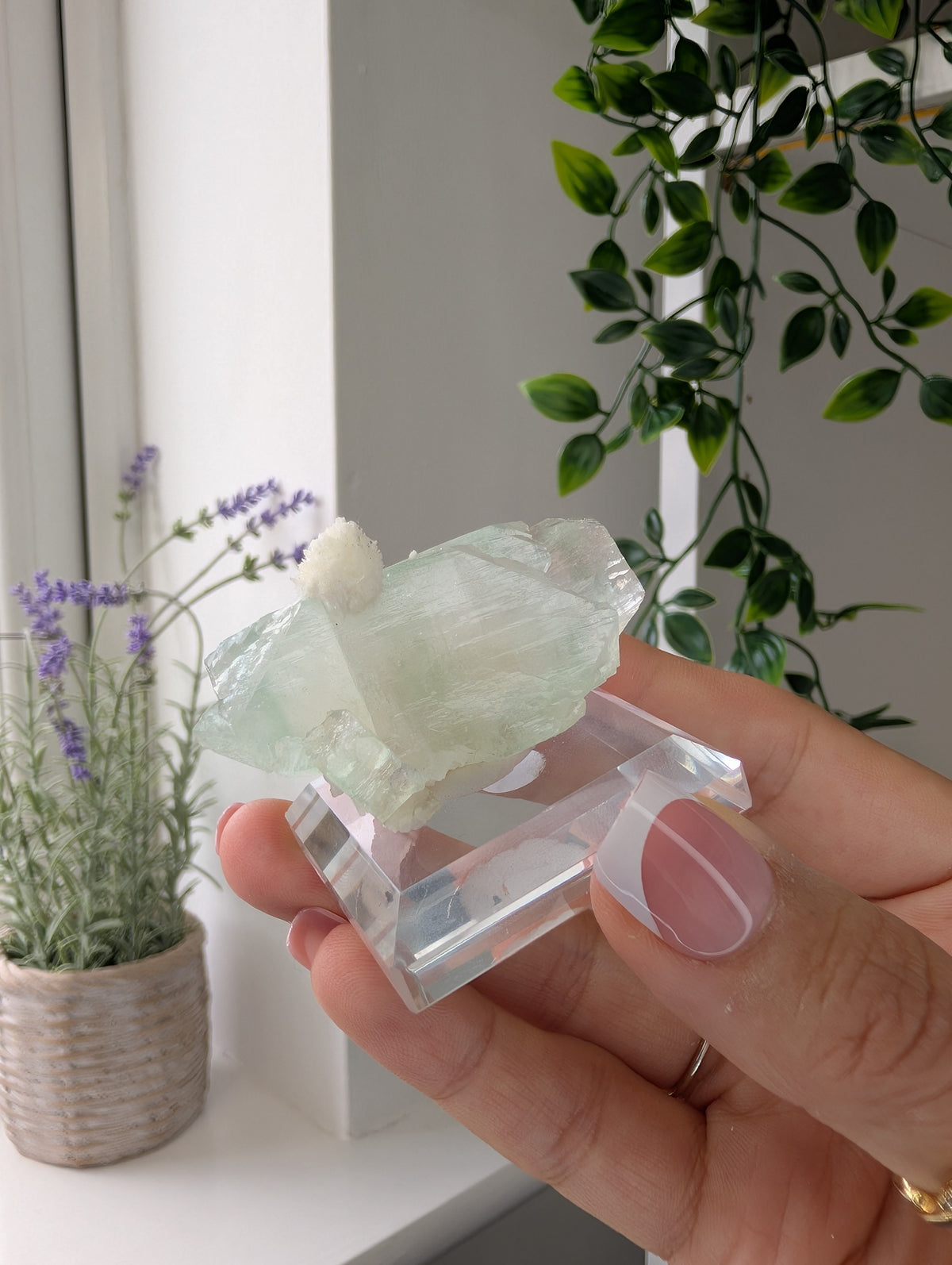 Mordenite on Green Apophyllite from Mumbai, Maharashtra, India