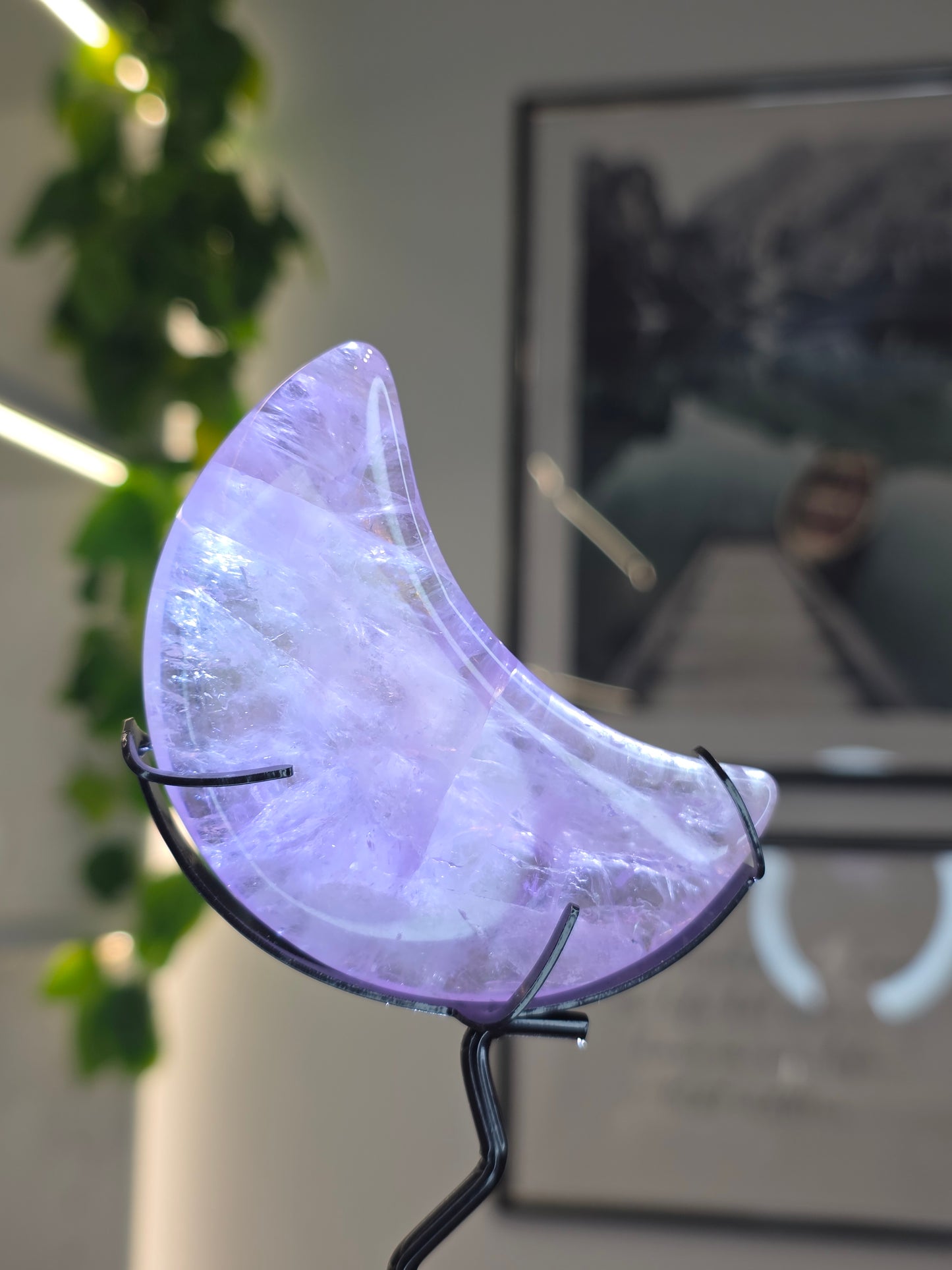 Lavender Amethyst Moon with stand - H