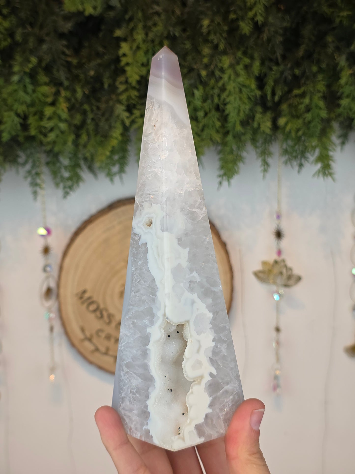 Brazilian Druzy Agate Obelisk C
