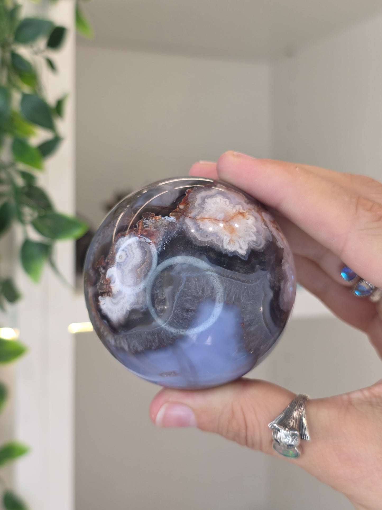 Blue Flower Agate Sphere - J