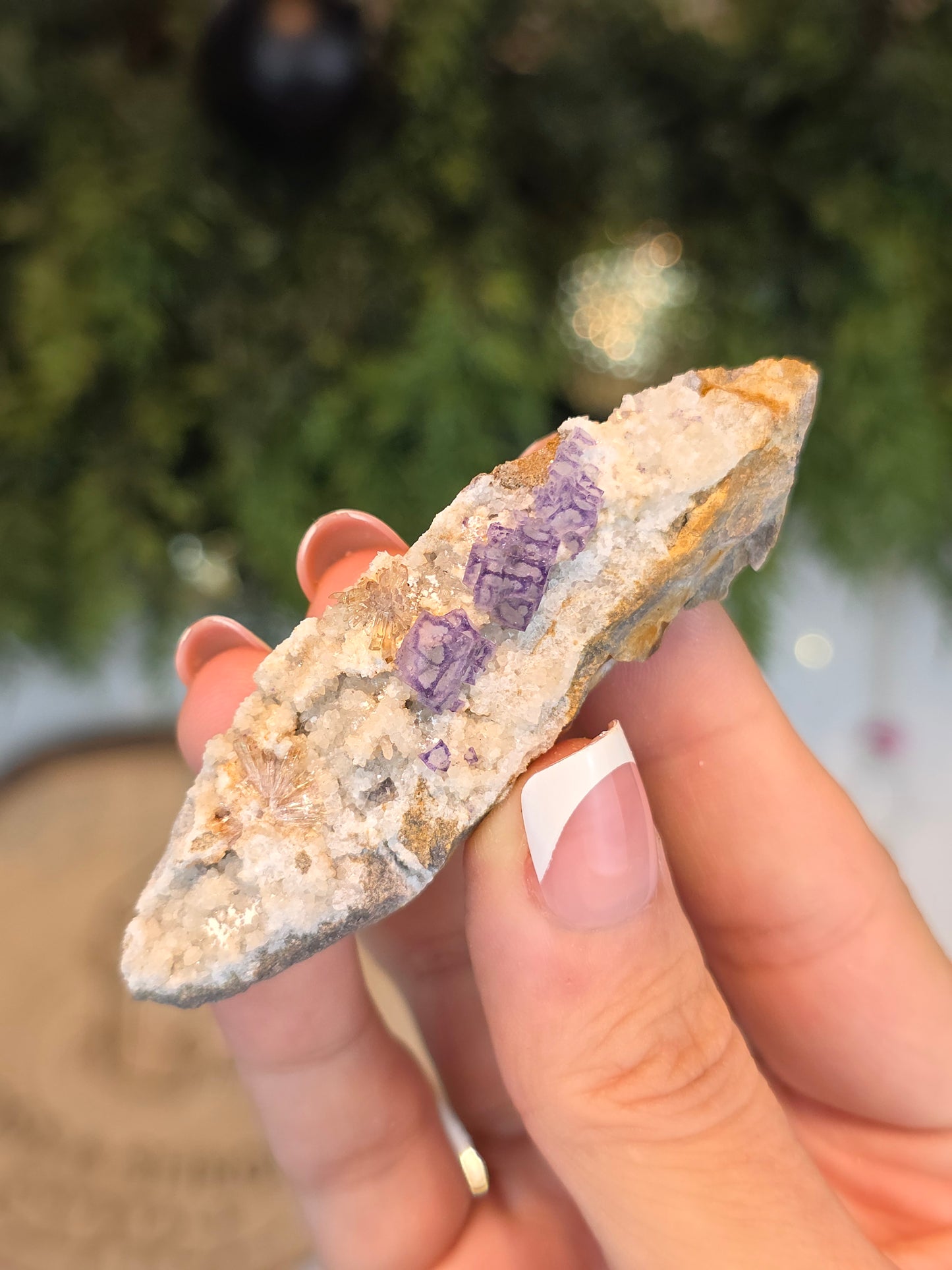 UV reactive Creedite with Purple QR Fluorite from the Dachang Mine, Guizhou, China - MAS6124