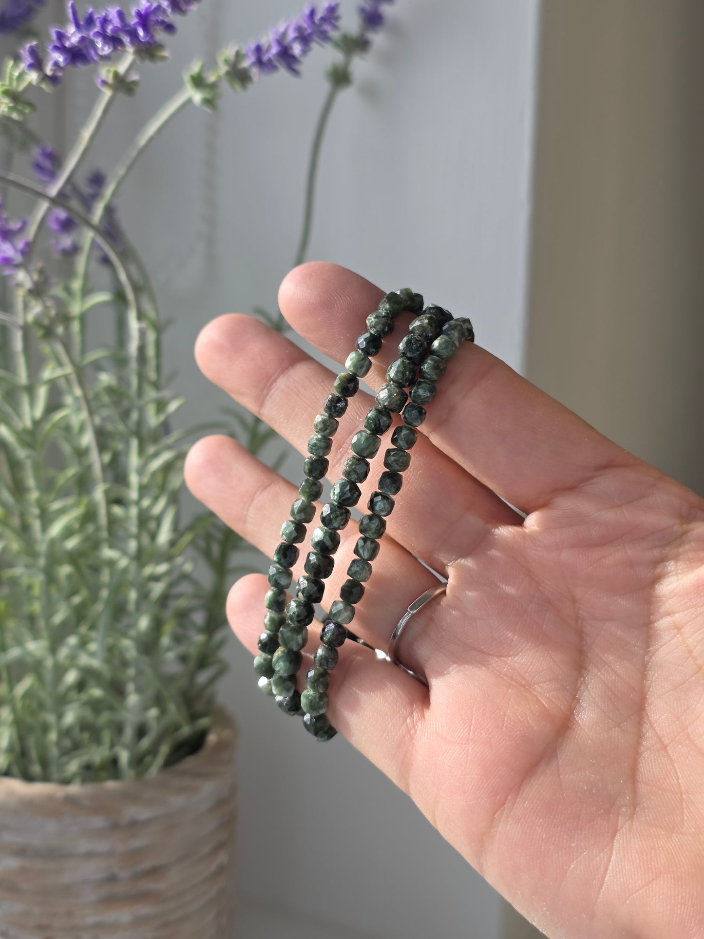 Seraphinite - Cubic Facetted Bracelet 5mm