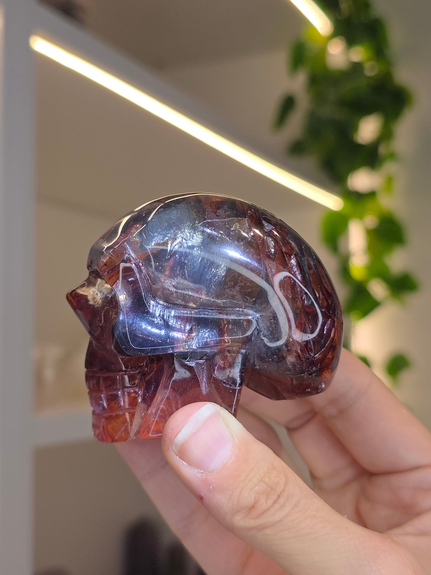 Moonstone Fire Quartz Flashy Skull