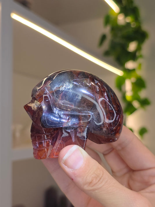 Moonstone Fire Quartz Flashy Skull